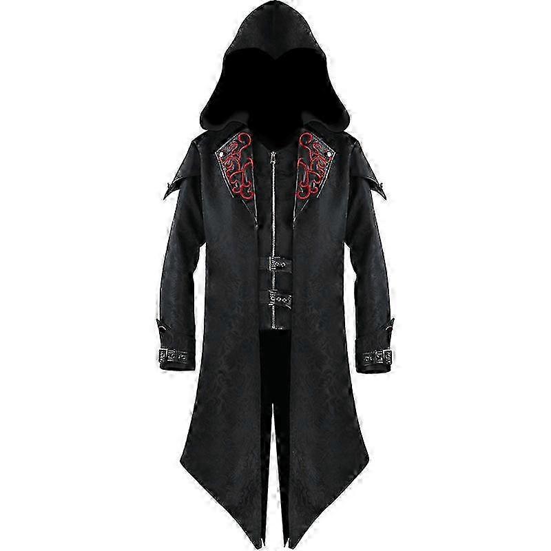 Men Medieval Costume Victorian Black Retro Patchwork Jacket Steampu...