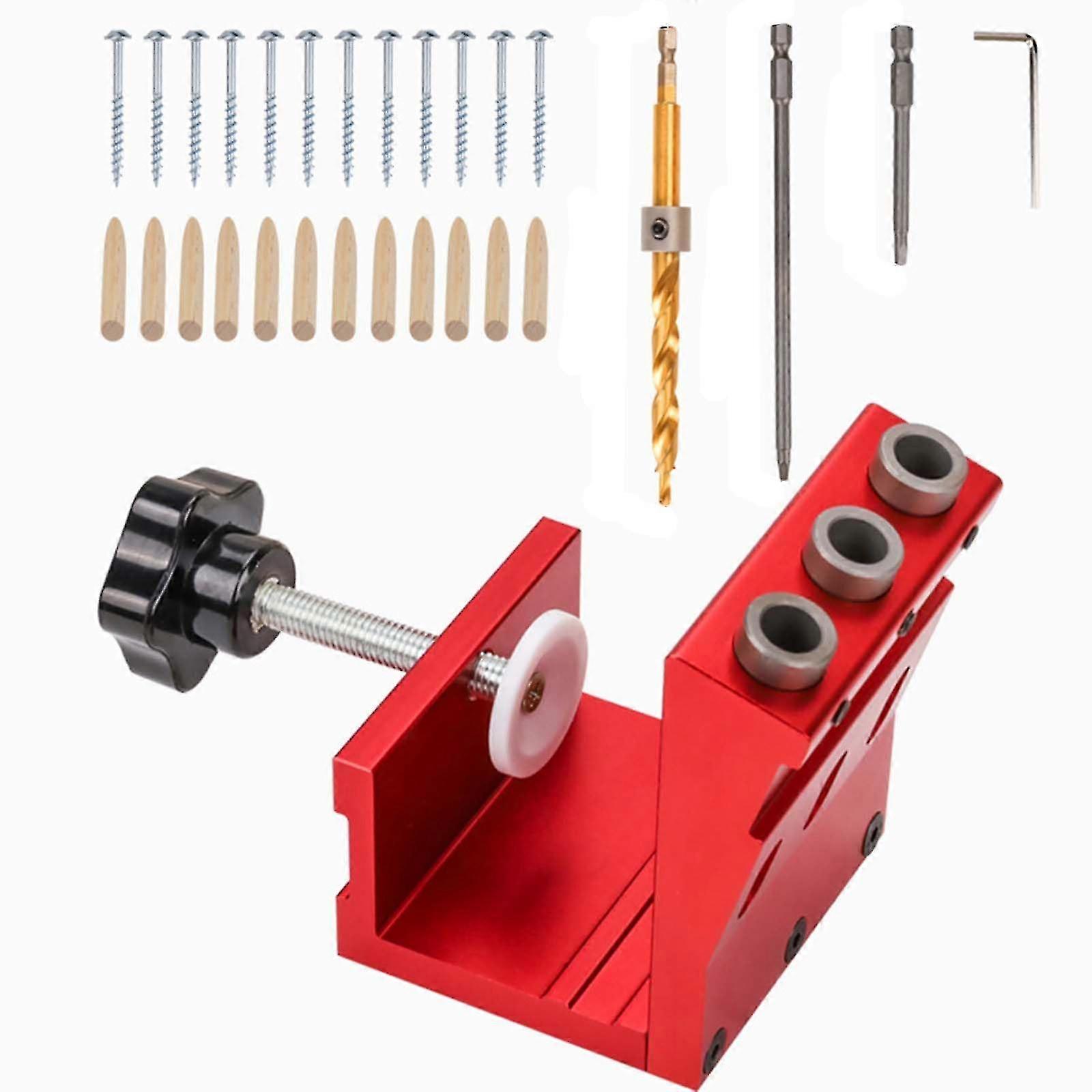 Pocket Hole Screw Jig Guide Tool with Dowel Drill for Positioning Joints in Carpentry