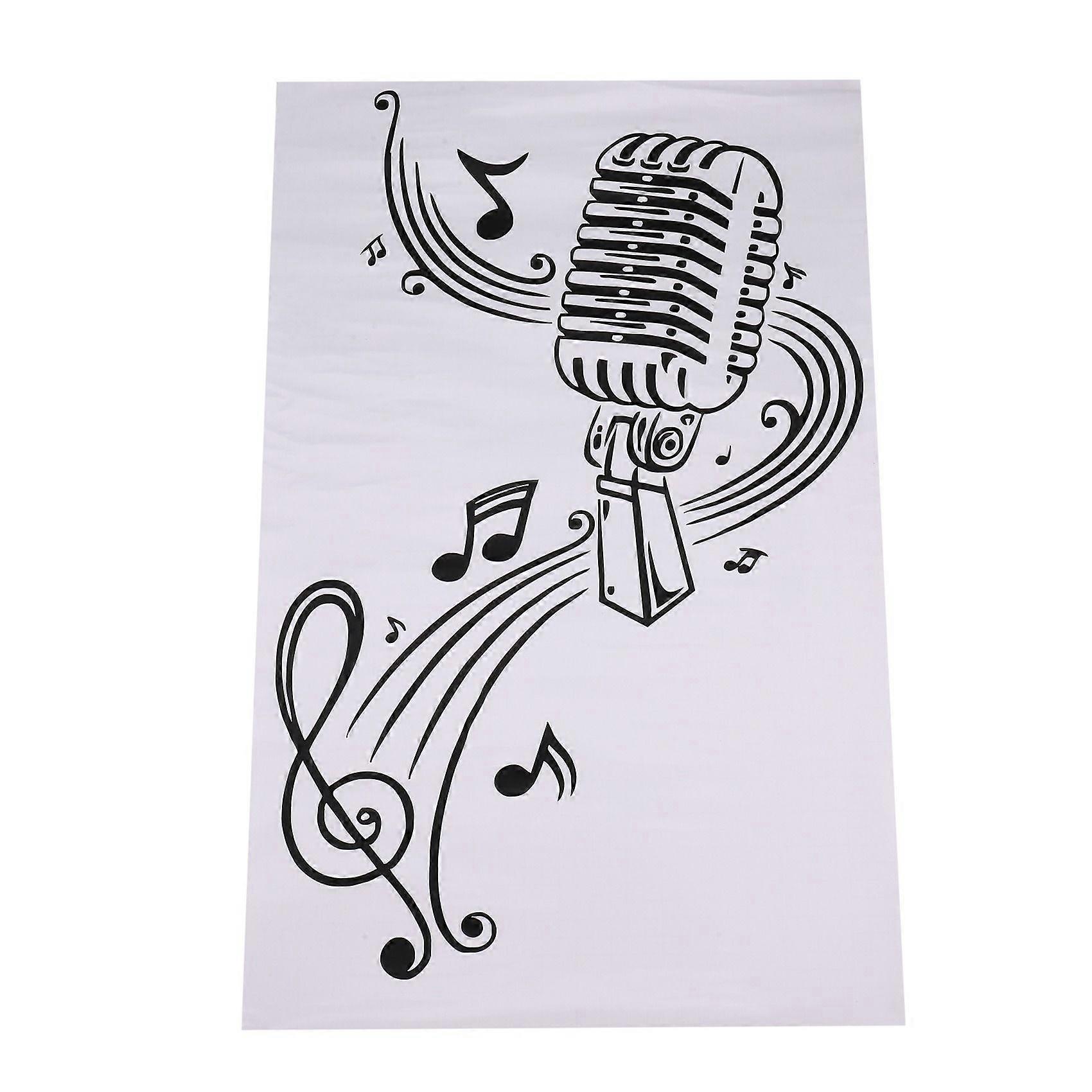 Microphone Music Note Wall Art Musical Notes Sticker For Ktv Bar Background Home Decorations
