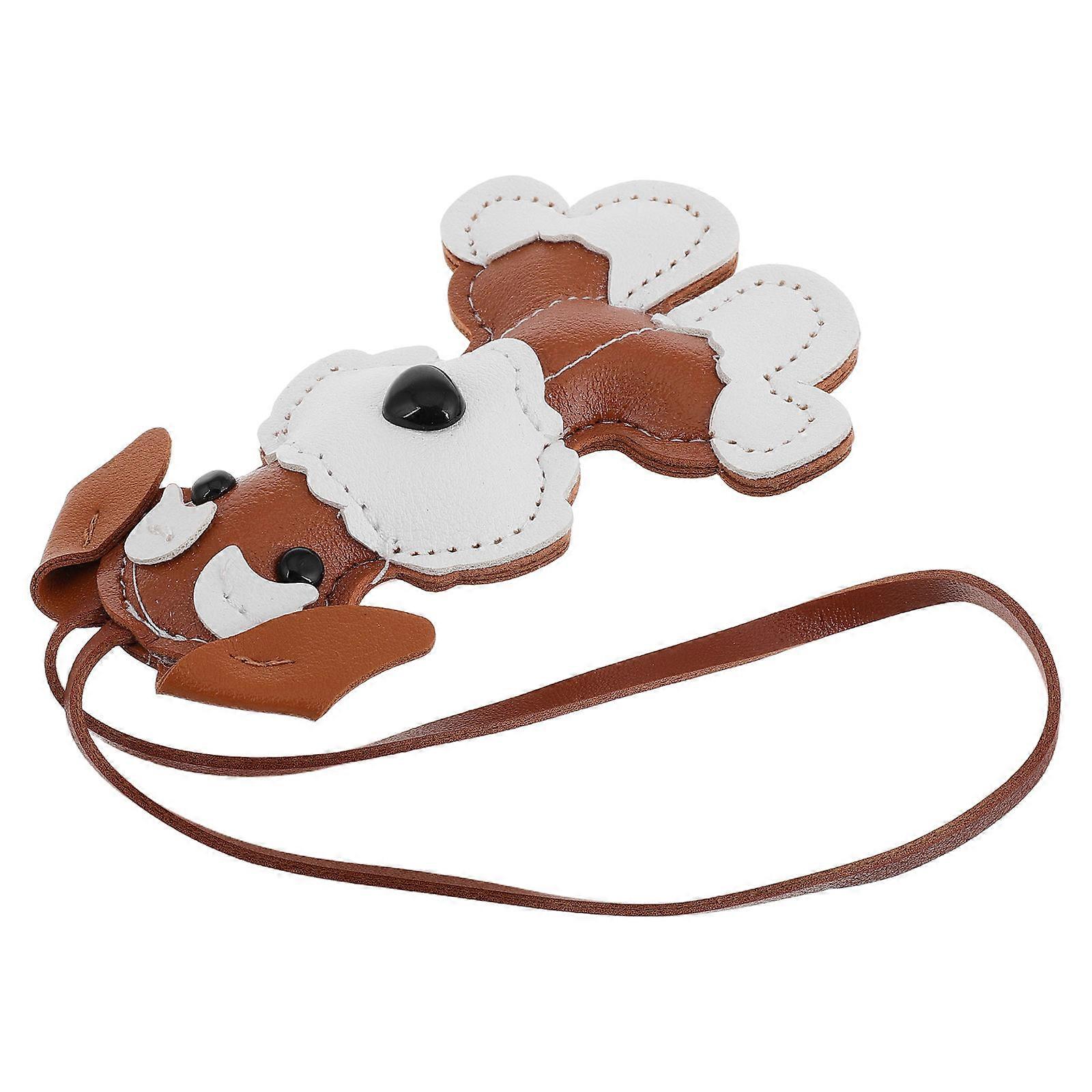 Adorable Cartoon Dog Keychain Made of Durable PU Coffee Color for Home Use Multifunctional Handbag Pendant
