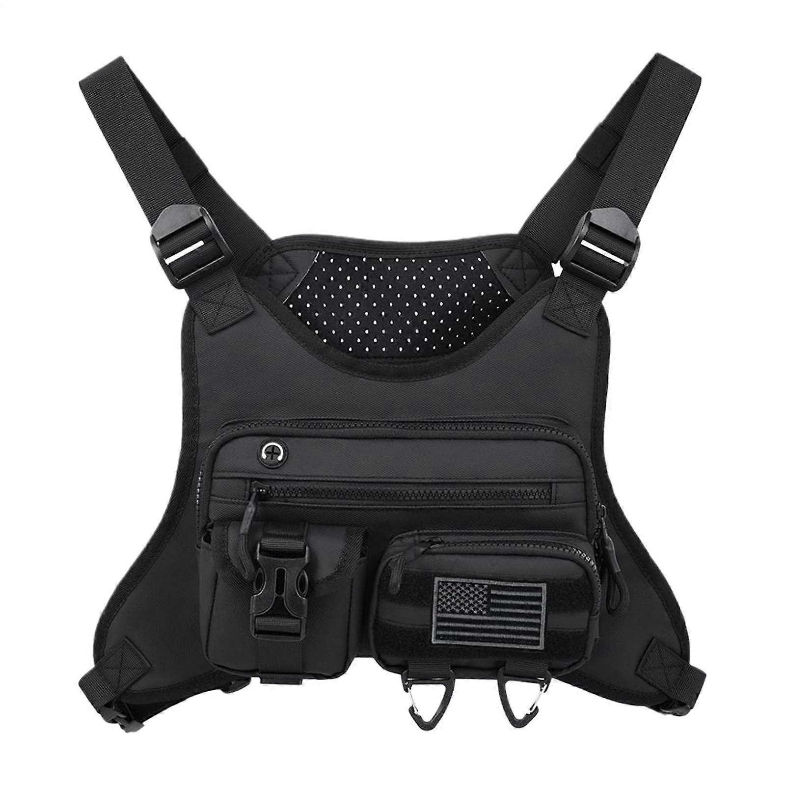 Chest Bag For Men Running Chest Pack, Phone Holder Pouch, Zippered Vest With Adjustable Strap For Camping Gym Cycling