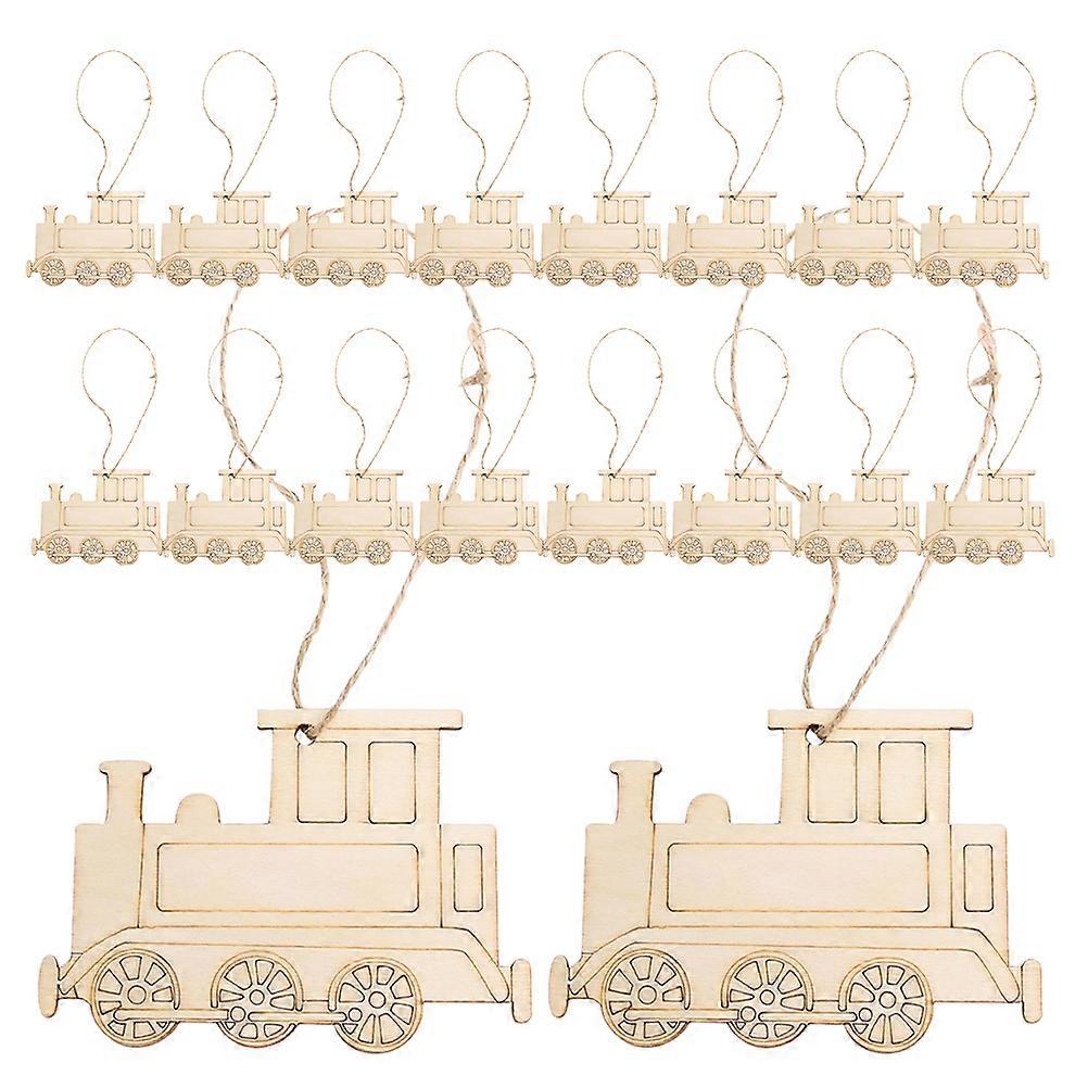 Rustic Wooden Train Craft Pieces for DIY Decorations and Handmade Projects Khaki Color Smooth Surface