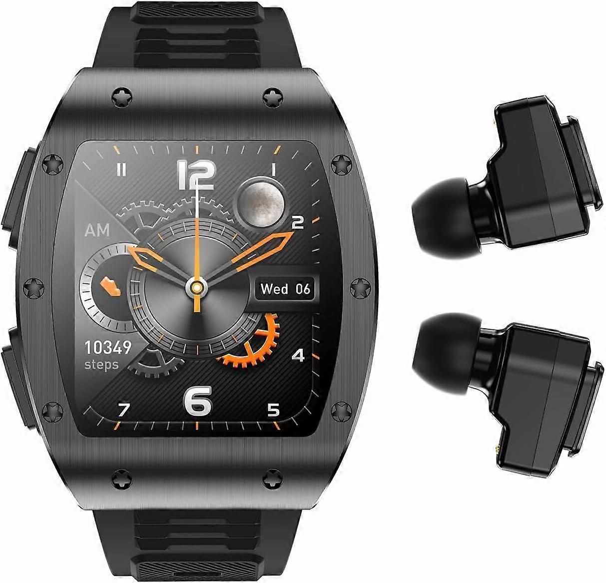 Smart Watch with Earbuds, 2 in 1 Military Bluetooth Smart Watch, 1.91" HD IPS Screen Smartwatch for Men, Rugged Military Bluetooth Call Fitness Tracke