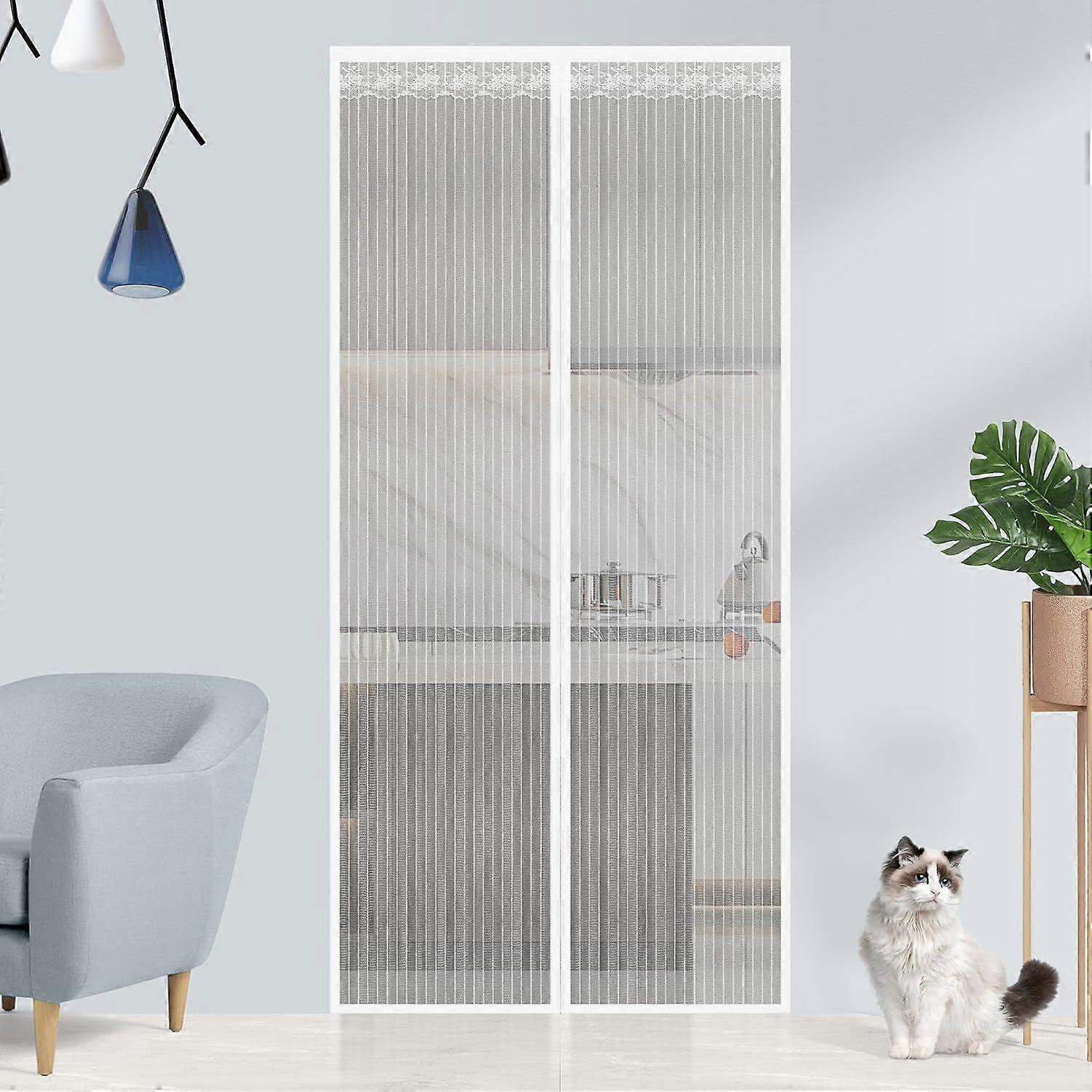 Magnetic Screen Door, Durable Polyester Mesh Anti-Mosquito Door Curtain with Full Frame Ma