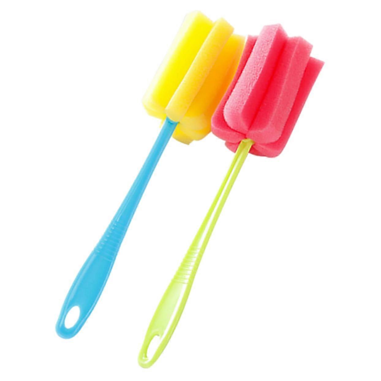 Water Bottle Cleaning Brush 2Pack Long Handle Soft Porous Sponge Head For Mugs, Milk Bottles And Glassware, Random Color