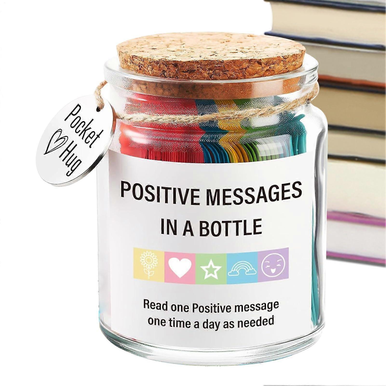 Positive Messages in a Jar - Small Inspirational Jar with Motivational Support Cards for Stress Relief and Wellness