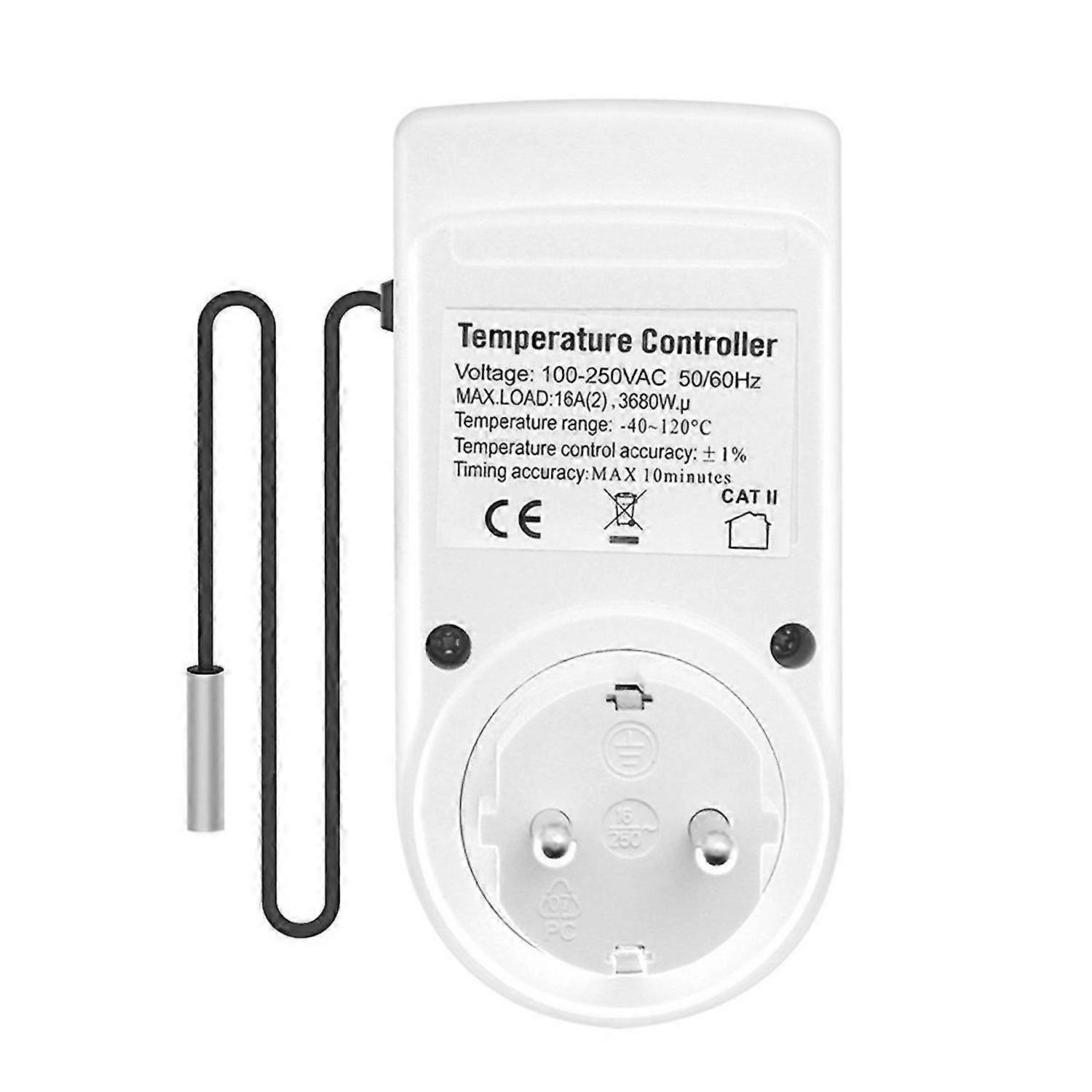 Optical Digital Temperature Controller, Heating Cooling Thermostat Socket with Sensor for Reptile In