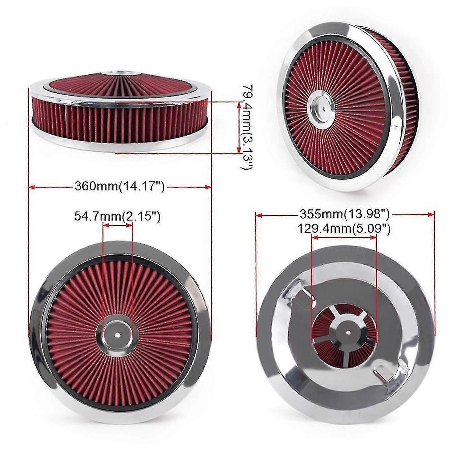 Universal Car 14x3 Air Filter Circle High Flow Air Cleaner Washable 5-1/8 Thread Connection Car Modi