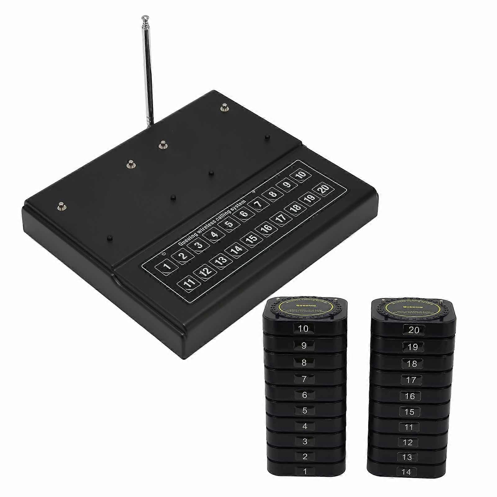 Wireless Calling System 1 Host + 20 Pagers 433.92MHz ABS for Restaurants