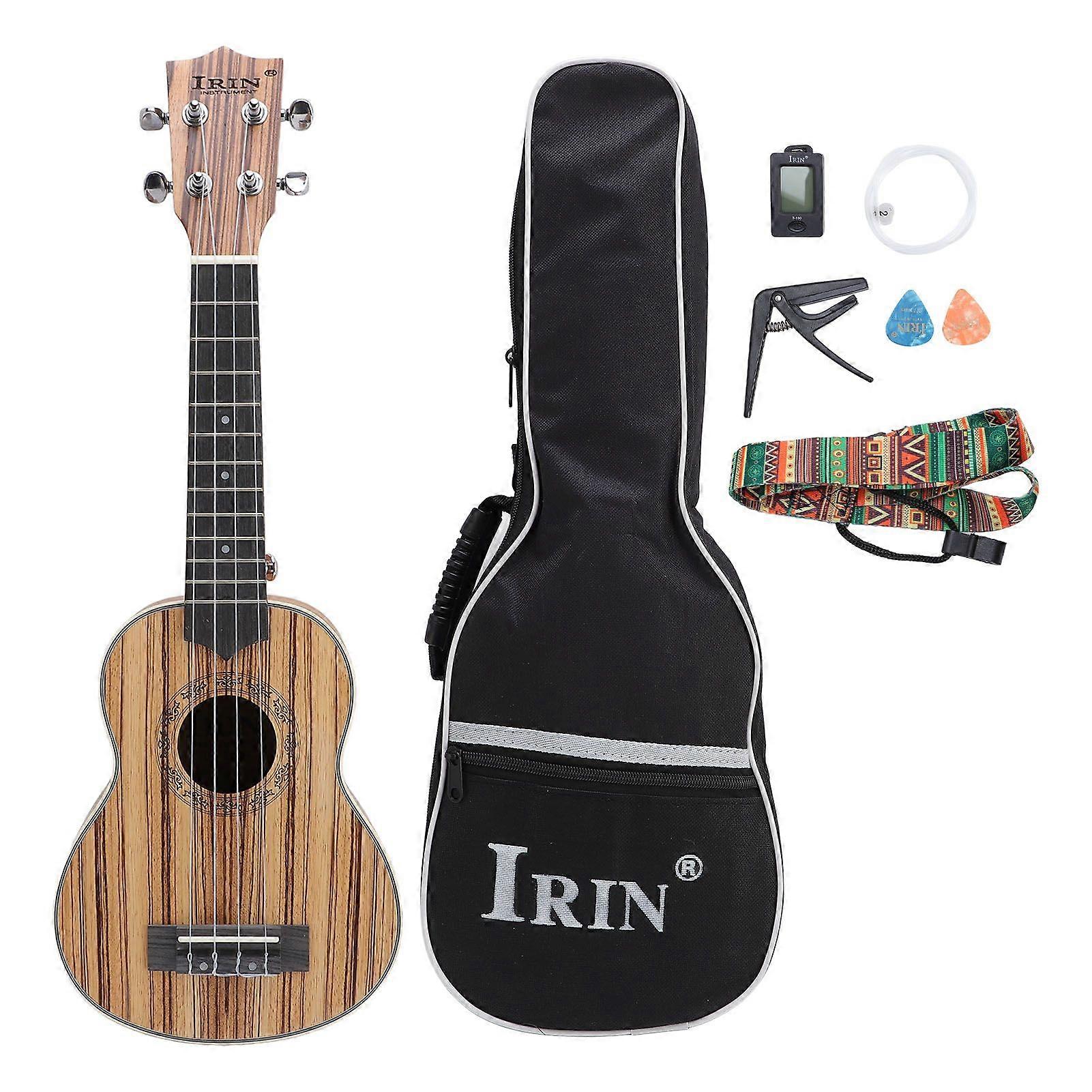 Soprano Ukulele Kit 21in Zebra Wood for Beginner Kids Adult Student with Case Tuner Strap Picks