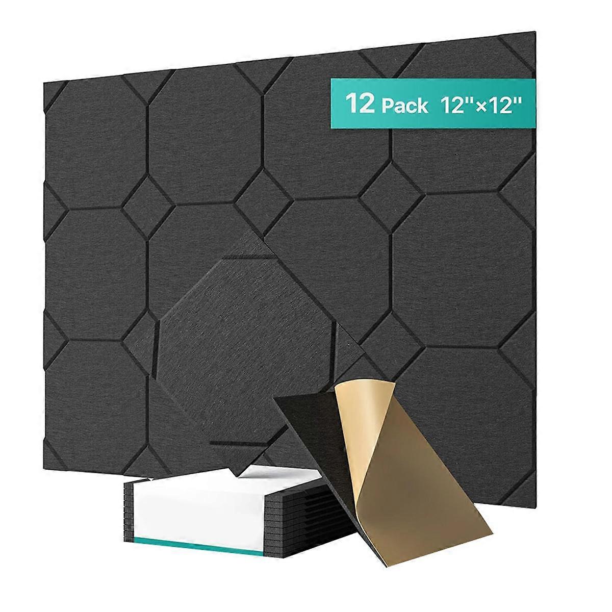 12 Pack Acoustic Panels Self-Adhesive, Soundproof Wall Panels, Sound Proof Panels for Door, Ceiling, Home Office,A