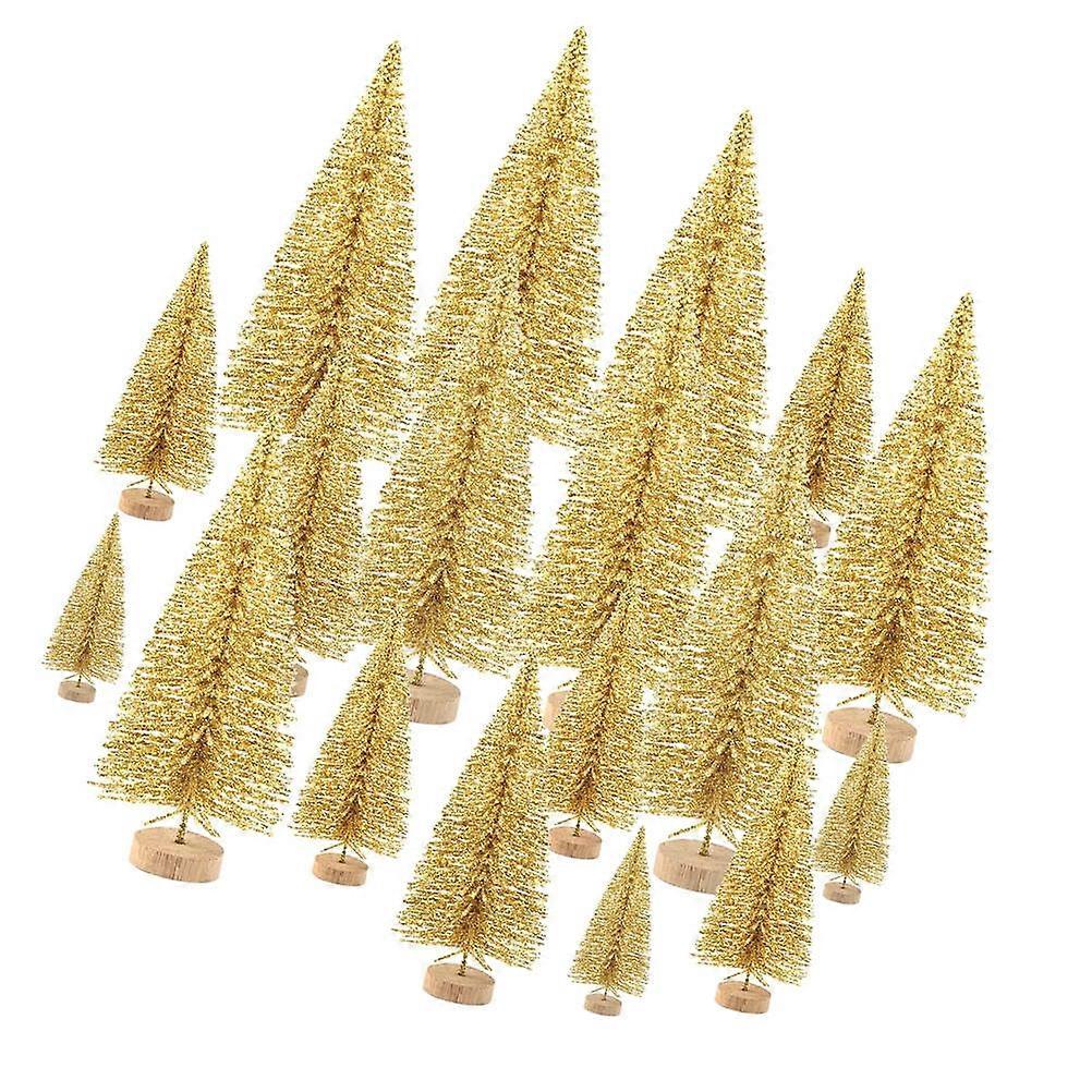 48Pcs Golden Christmas Tree Decoration Tree-Shaped Desktop Adornment Suitable For Christmas And Event Decor