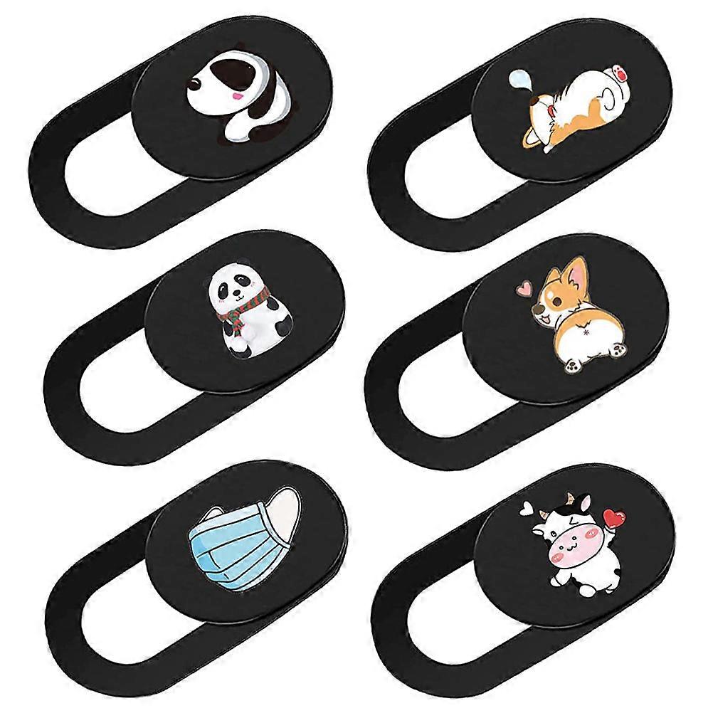 Computer Lens Cover Cartoon Pattern Privacy Protective Cover Ultra Thin 6Pcs