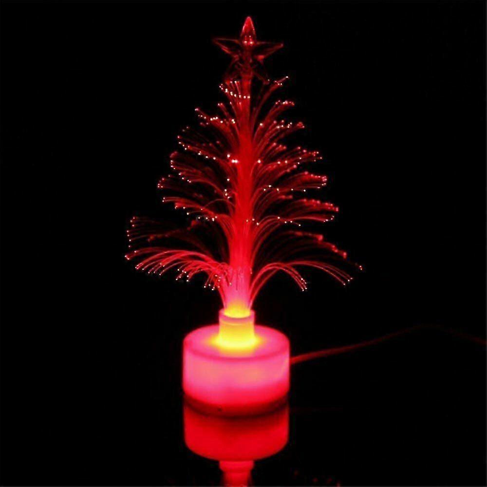 Mini Led Christmas Tree Night Light Color Changing Fiber Optical Light Usb