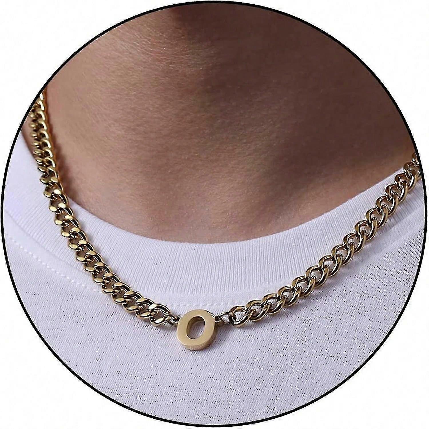 A-z N Chain Necklace For Boys Men Women Letter Pendant Less Steel 6.5mm 18+2 Inches Jewelry