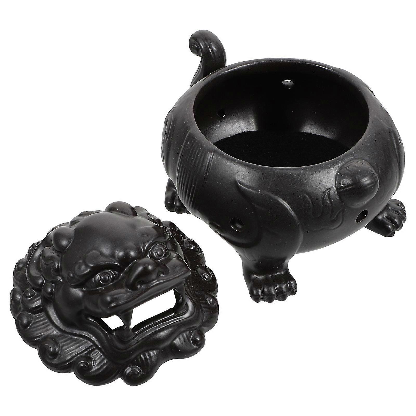 Black Ceramic Incense Burner for Aromatherapy Decoration 2Pcs Set