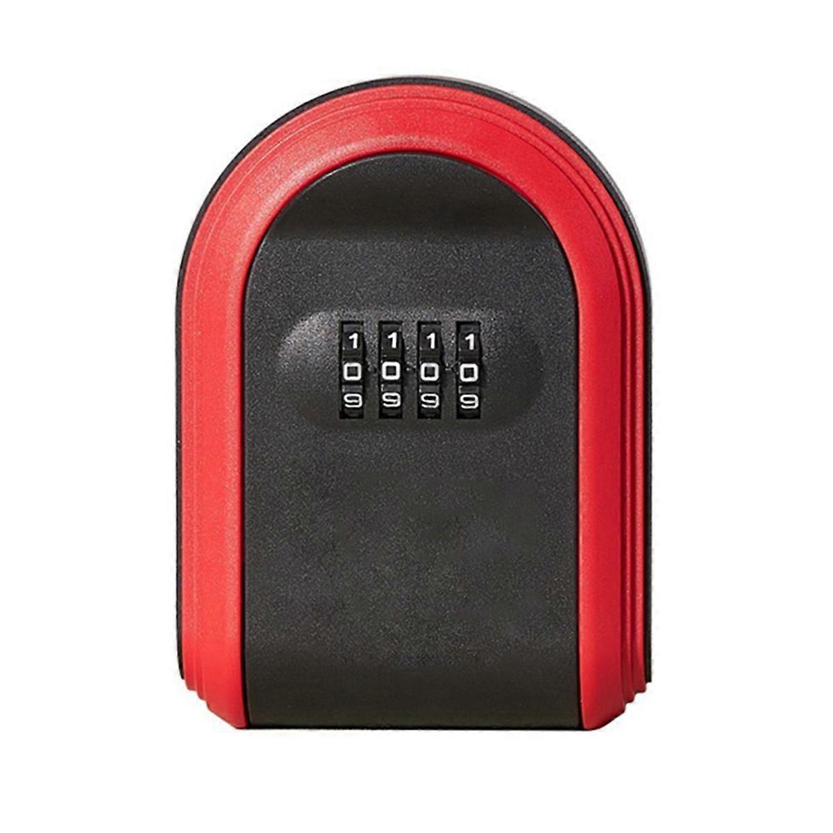 Key Safe Box Weatherproof 4 Digit Combination, Black & Red