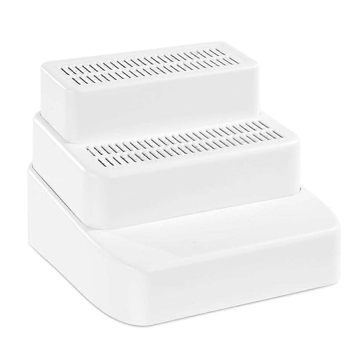 Adjustable 3 Steps Litter Box Ramp with Filter Function, Detachable Litter Trapper, for Small & Elderly Cats White