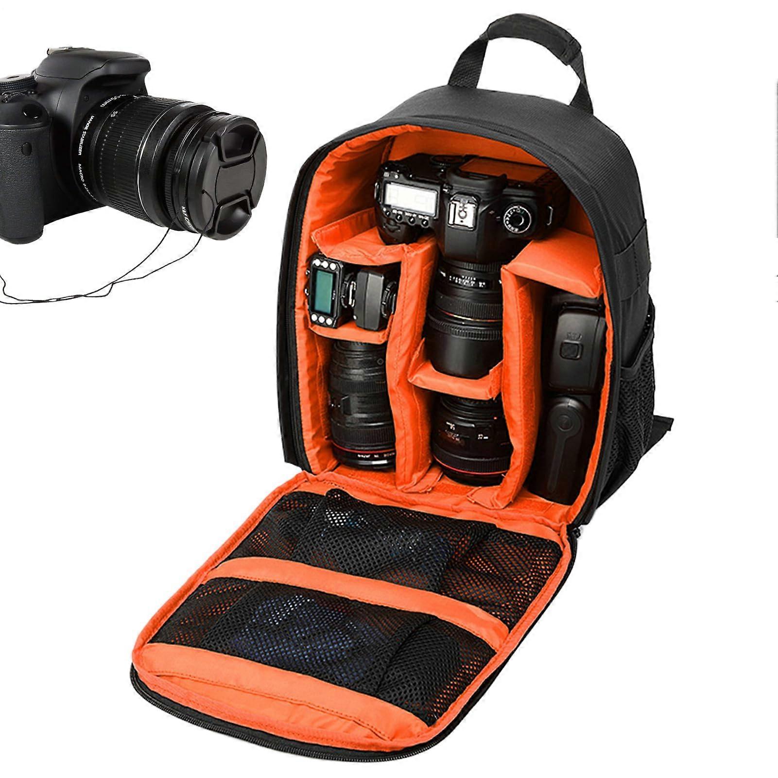 Travel Camera Backpack 12.99 X 10.43 X 4.92, Shockproof DSLR Organizer, Padded Compartments, Comfortable Straps, Orange