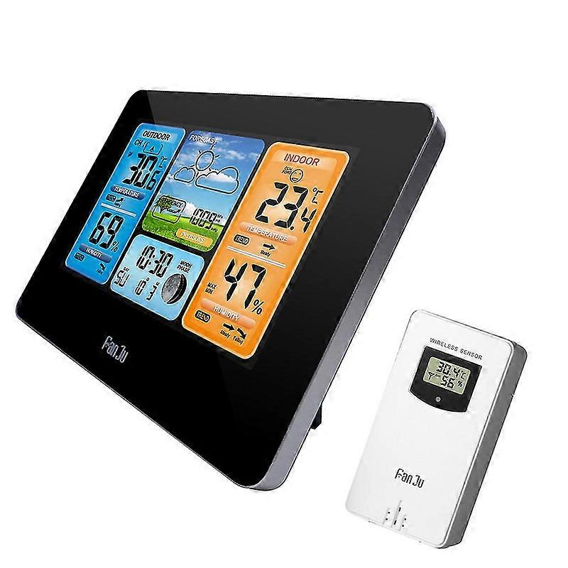 FanJu FJ3373 Multifunction Digital Weather Station LCD Alarm Clock Indoor Outdoor Weather Forecast B