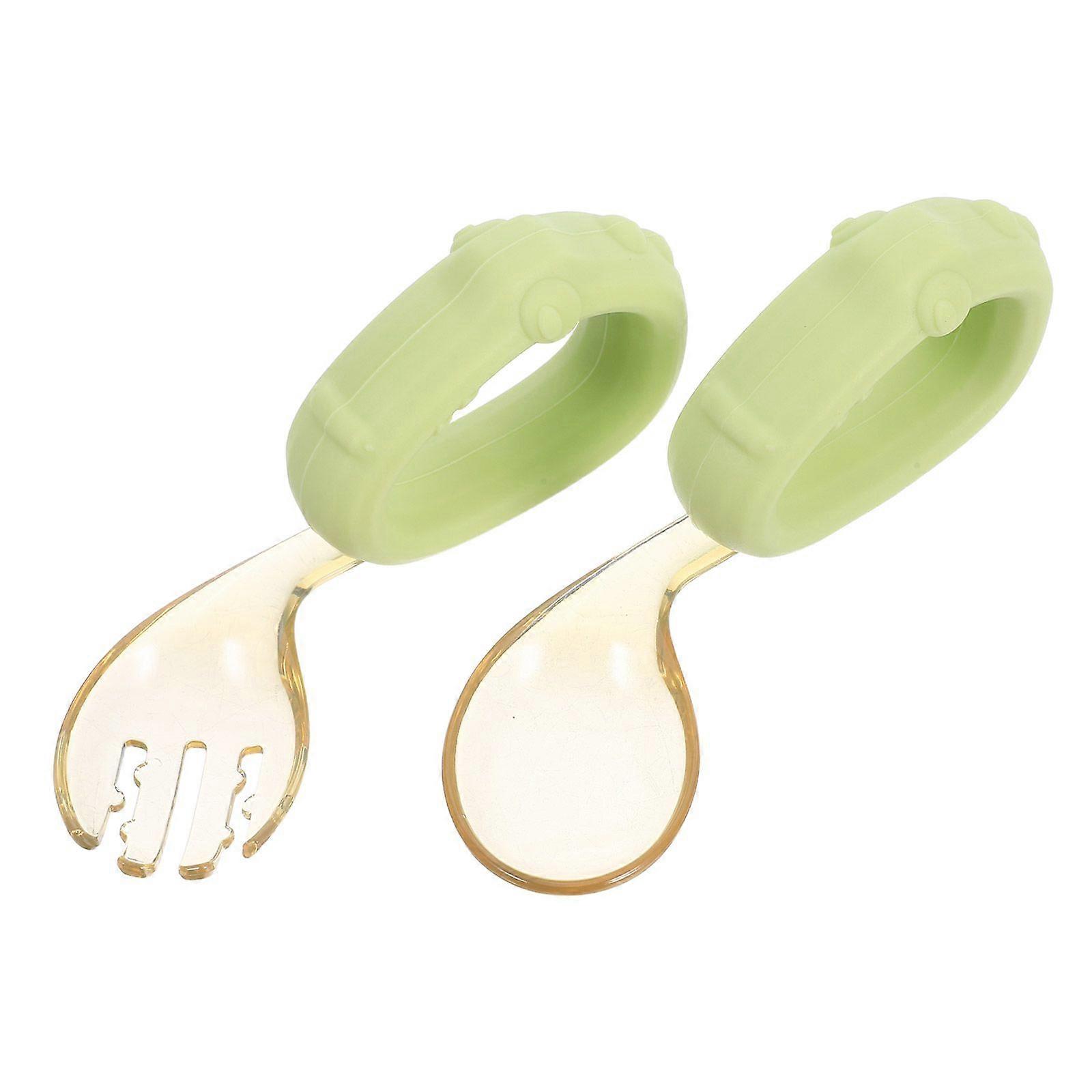 1Set Toddler Feeding Utensils - Safe Self-Feeding Spoons and Forks Toddler Food Spoon Kit for 1-Year-Olds Cutlery for Mealtime Training