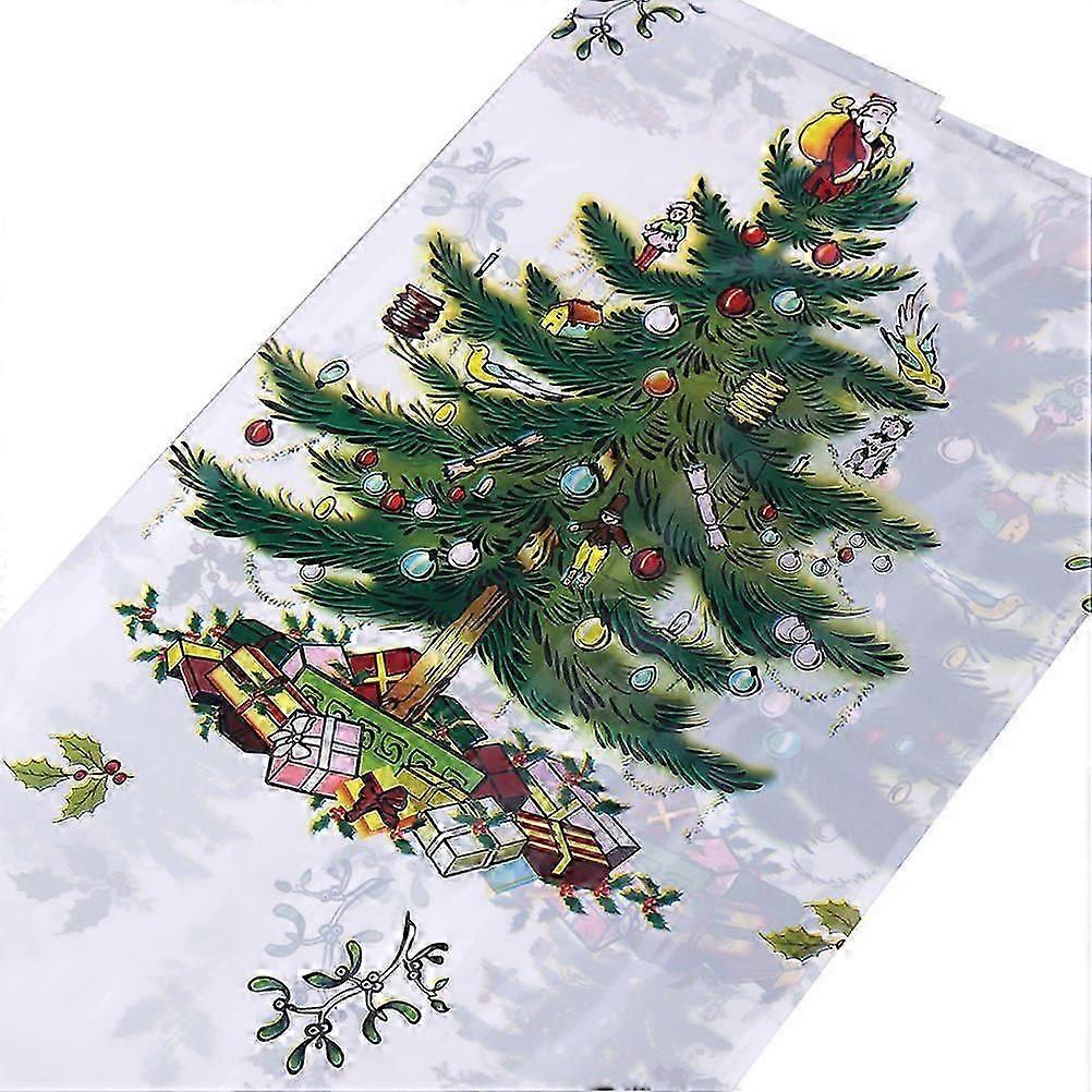Rectangular PVC tablecloth with Christmas tree pattern