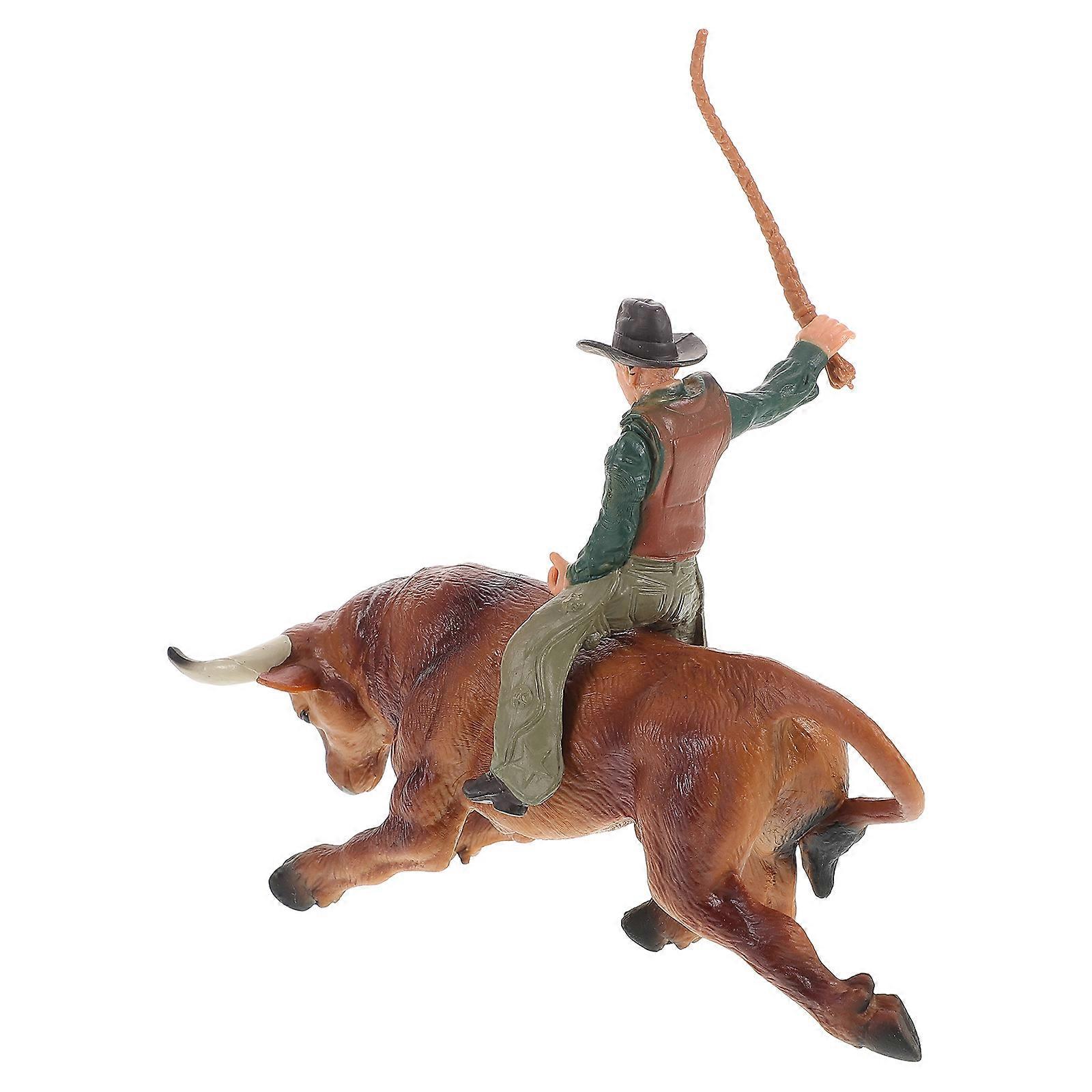 Cowboy Bull Statue Resin Bullfighting Model for Decoration 4Sets