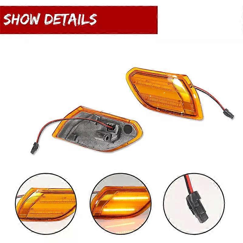 Apply Amber Yellow LED Car Front Side Marker Turn Signal Lights For Jeep Wrangler JL 2018-up & Gladiator JT 2020-up Fender Flare Lamp