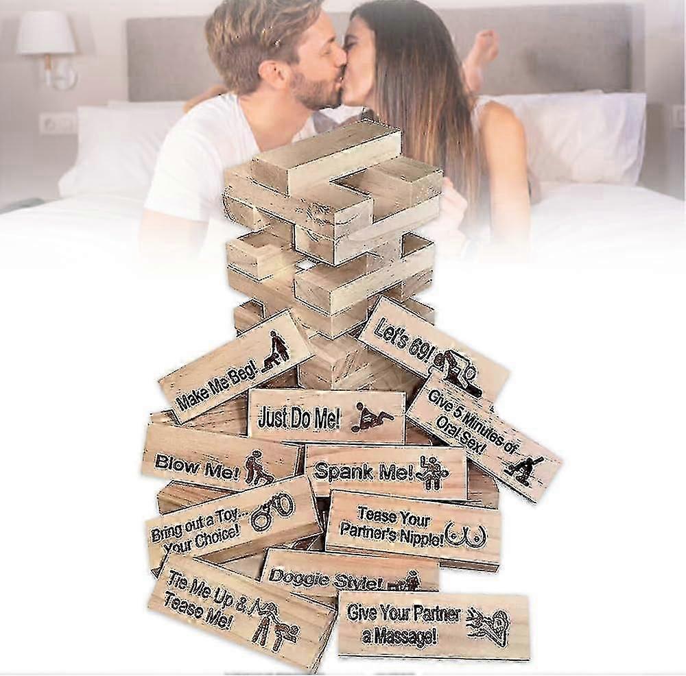 54pcs Super Naughty Block Tower Game, Couple Activities & Date Night Ideas, Valentine Tumbling Tower Stacking Blocks Game For Couples Night Party Game
