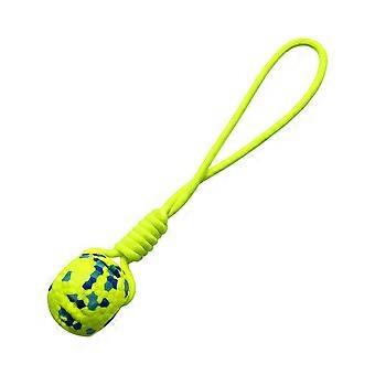 Hundträningsboll på rep, apportleksaker för små stora hundar, fluorescerande gult
