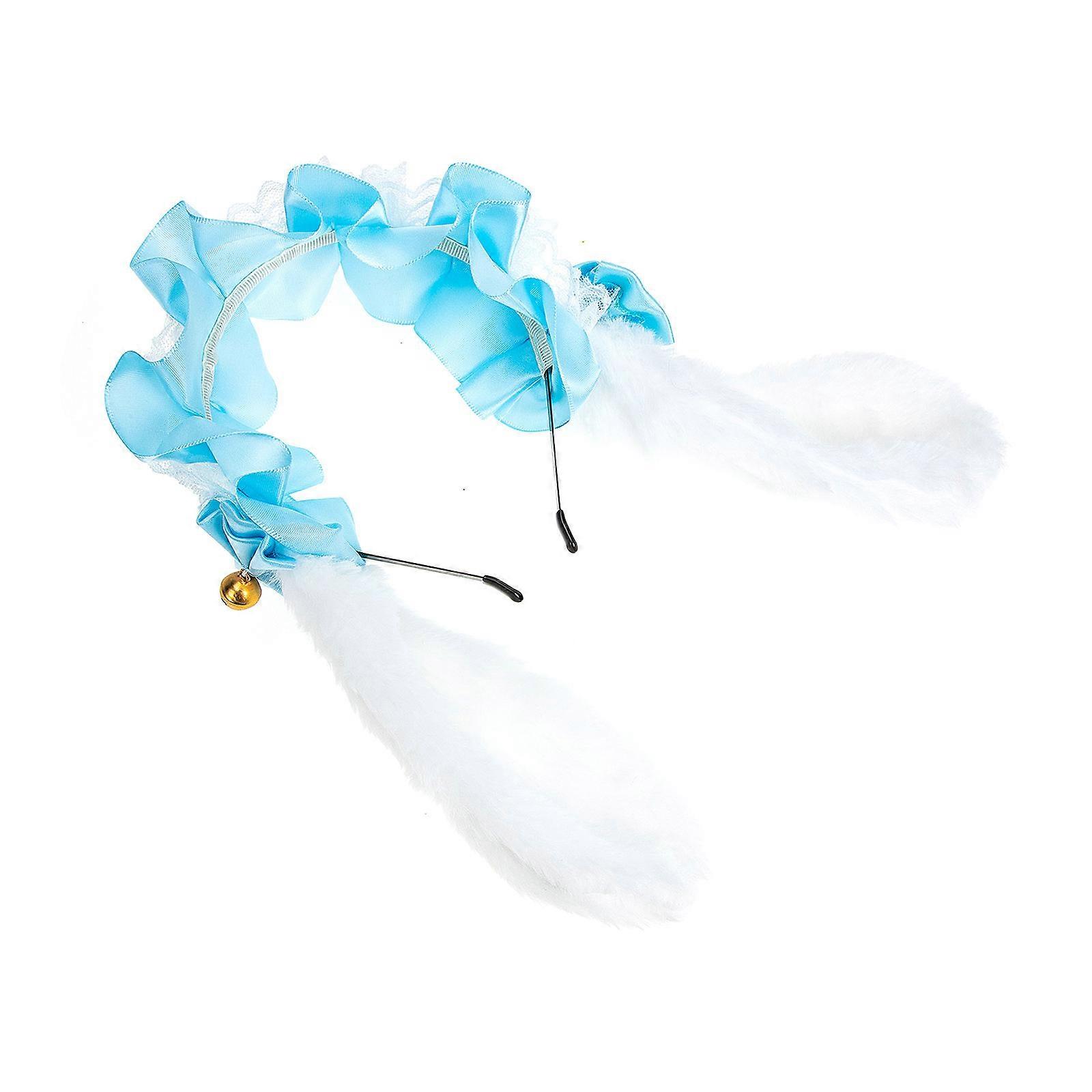 Plush Bunny Ears Headbands for Decoration 2Sets Lolita Accessories Blue