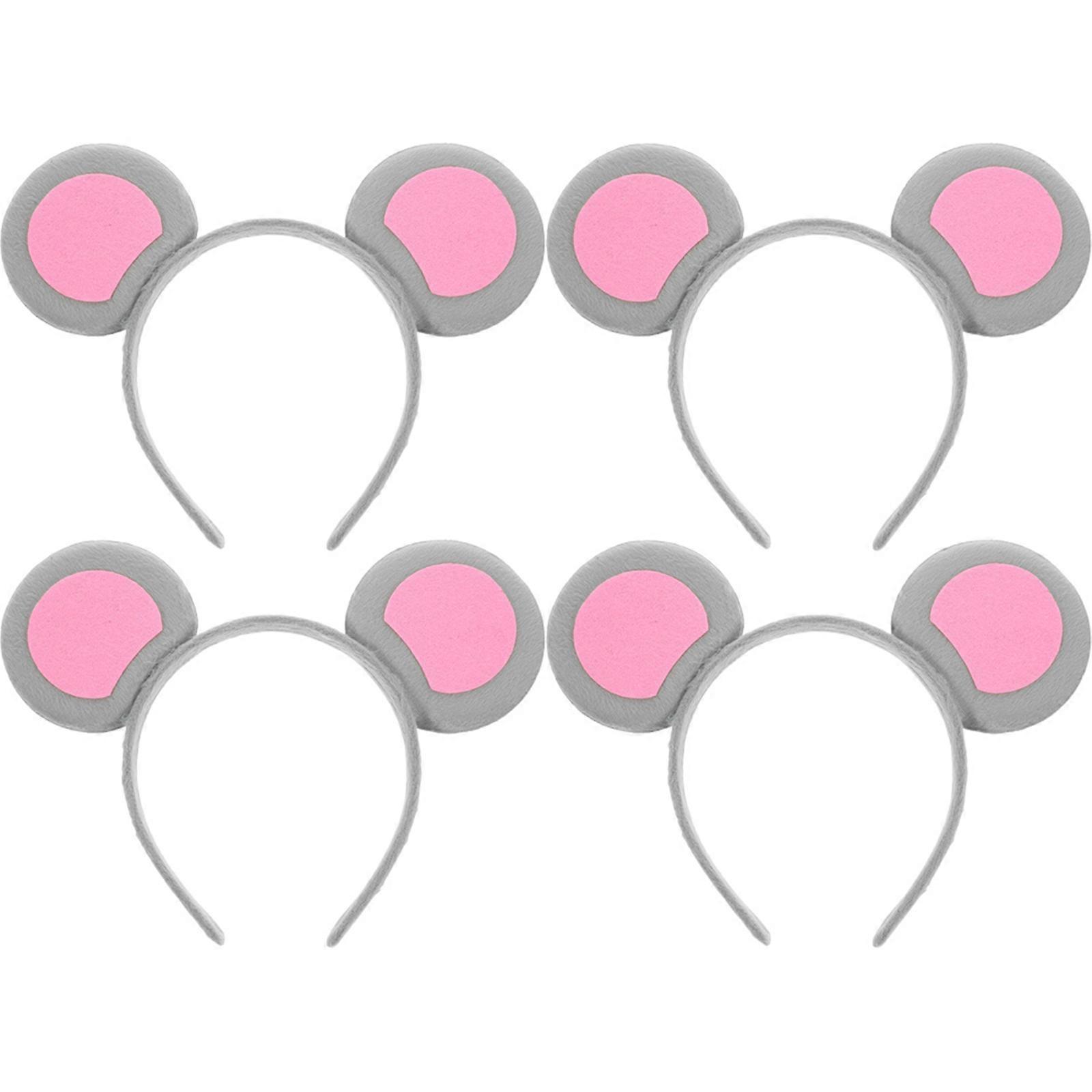 Fuzzy Mouse Ears Headbands 4Pcs Comfortable All Day Hair Accessories Multi Color Festival Party