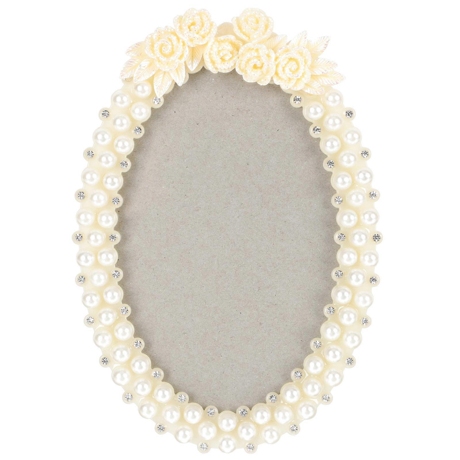Decorative Photo Frame with Pearl Oval Frame for Decoration 4Pcs Resin