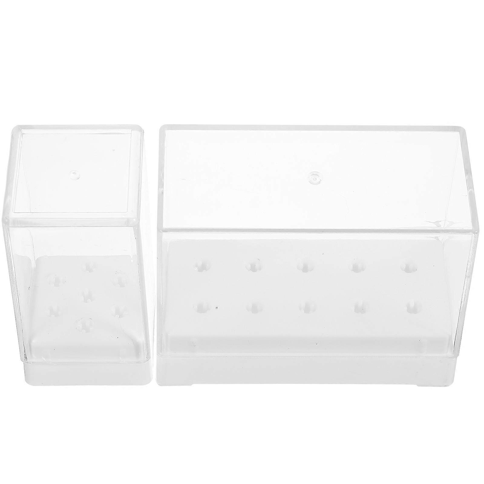 Nail Drill Bit Holder Multi-Hole Storage Box Organizer Plastic 10Pcs