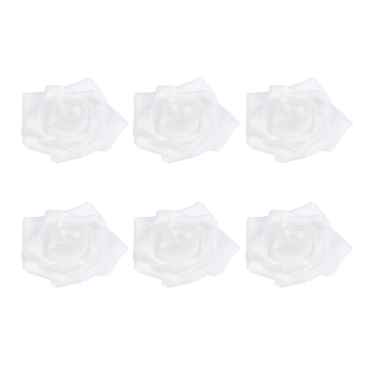 Decor Flower Head Artificial Rose for Wedding Use 200Pcs White Foam