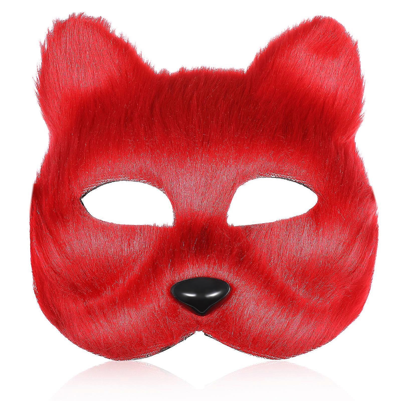 Halloween Mask Half Face Animal Mask for Party Use 2Pcs Red Design