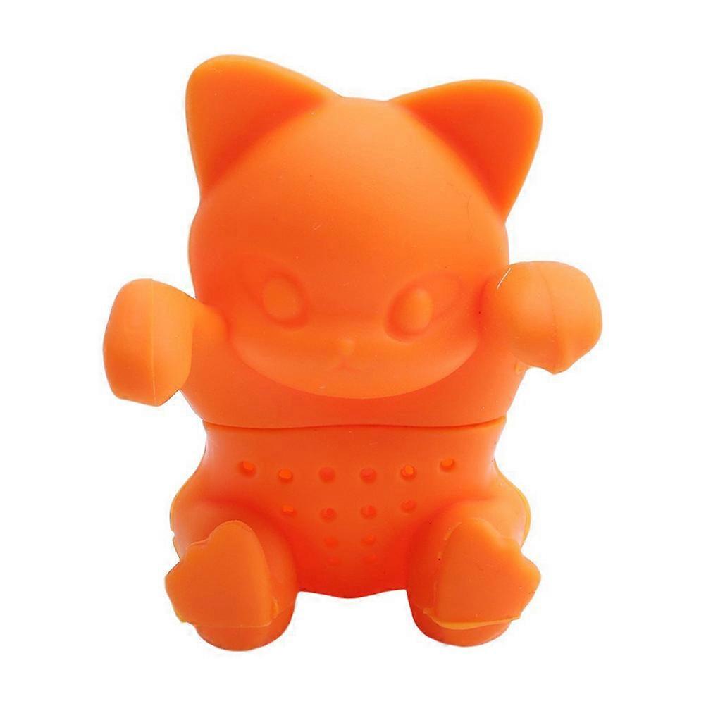 Funny Tea Infuser Silicone Cat Shape for Herbal Tea 3Pcs Orange