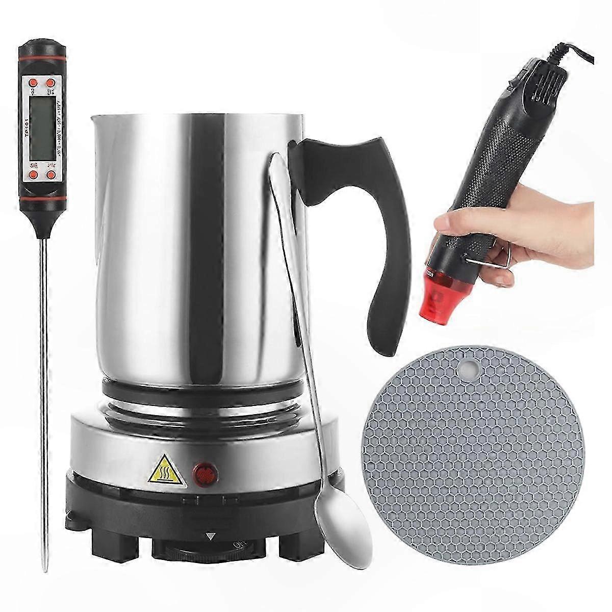 DIY Candle Making Kit with Pouring Pot, Heat Gun, Thermometer, Accessories for Beginners