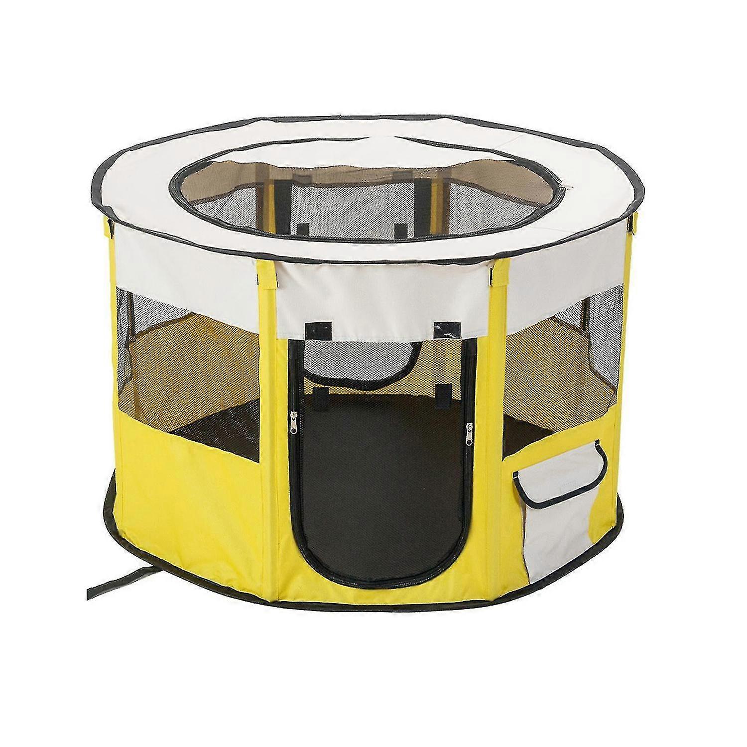 2025 Pet Playpen With Door And Top Cover Mesh Window For Small Dog Portable Round