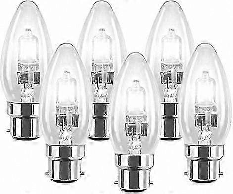 6-Pack 28W B22 Clear Candle Bulbs, Bayonet Cap, Dimmable Halogen Lamps, 370 Lumens, 240V Energy Efficient Lighting Solution