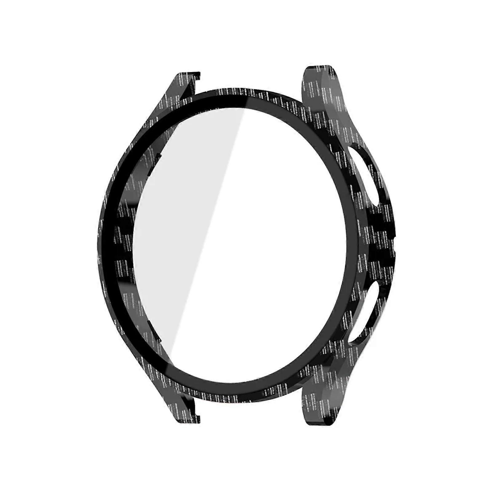 Tempered Glass+Case for Galaxy Watch 4/5/6 40mm 44mm Screen Protector Bumper Shell Matte Protective Cover Carbon Black