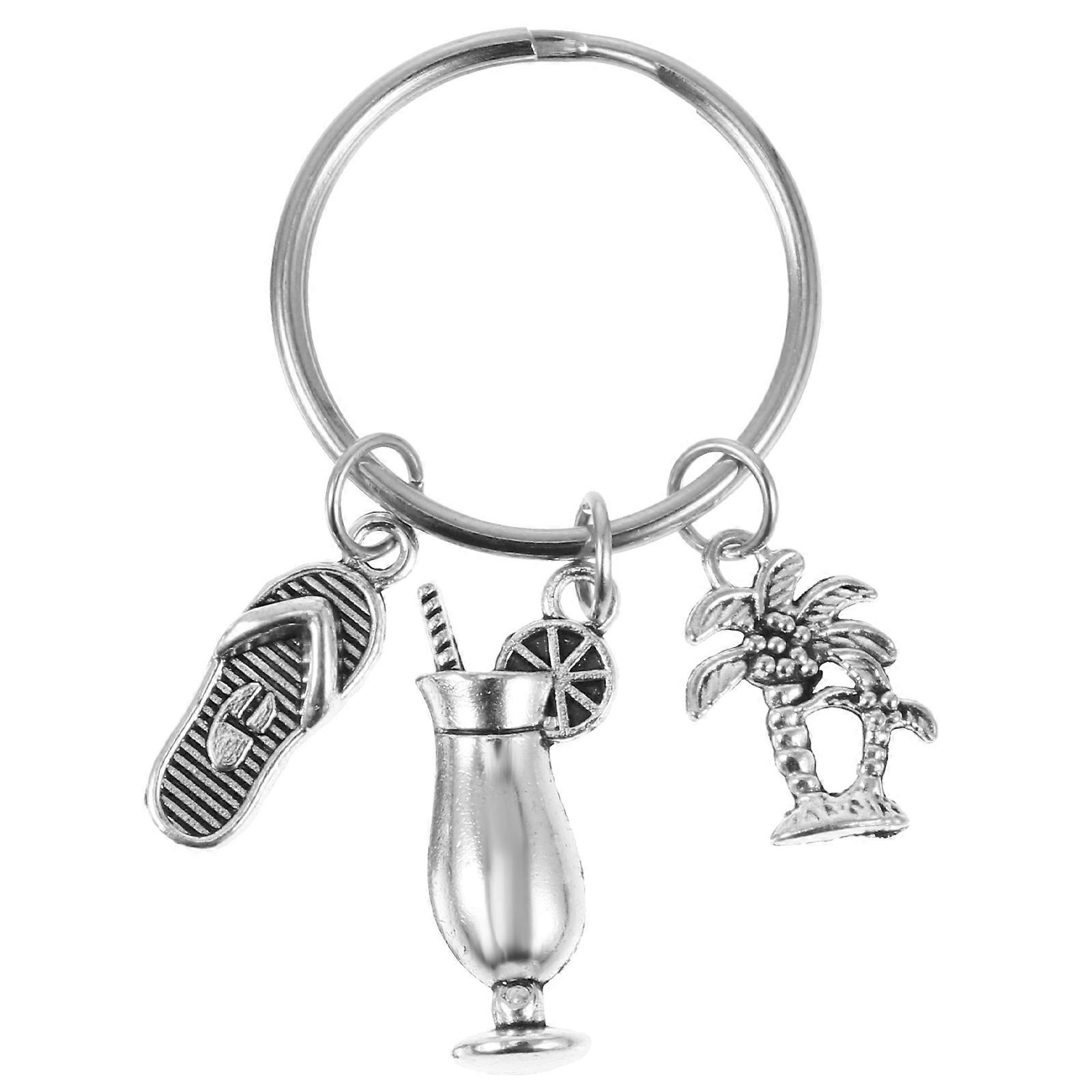 Key Holder Alloy Cocktail Flip-Flops Tree Pendant for Hanging Keys 3Pcs