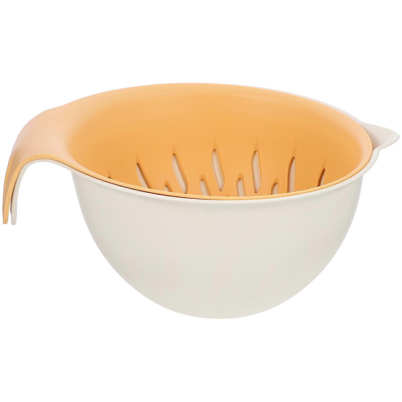 Compact Vegetables Draining Basket 3Pcs Multi-Function Strainer For Kitchen Use Yellow Plastic