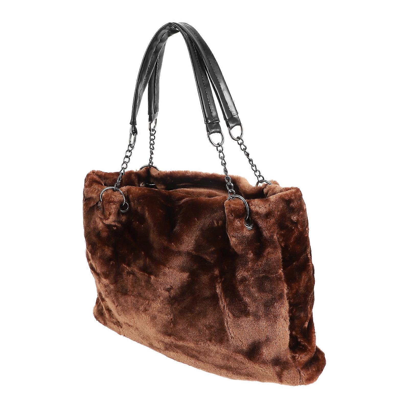 Plush Tote Bag Single Shoulder Handbag for Storage Use Large Capacity