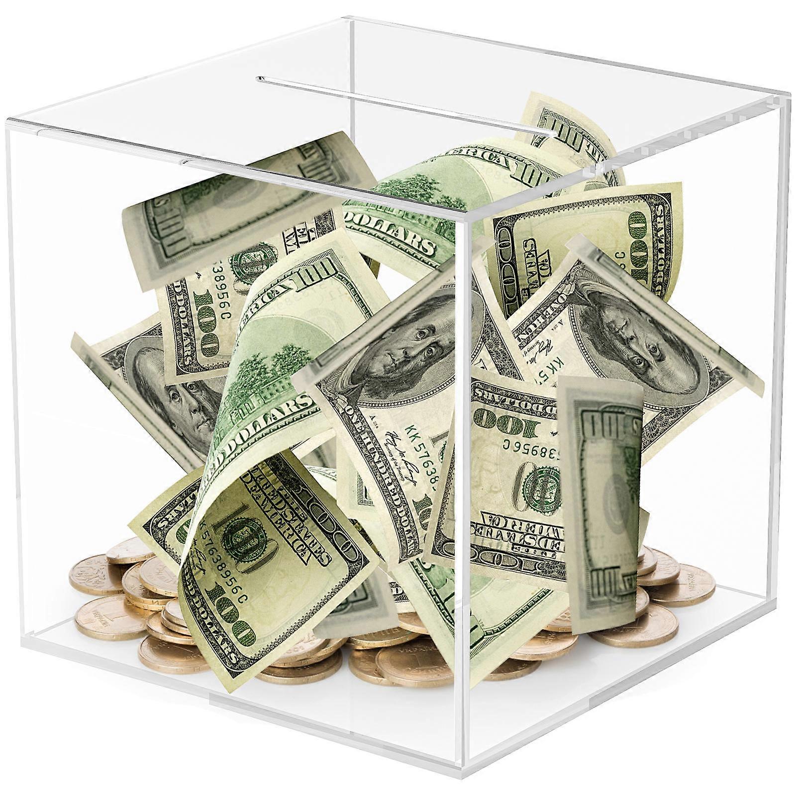 Transparent Piggy Bank Acrylic Unopenable Piggy Bank for Kids 2Pcs Saving Pot