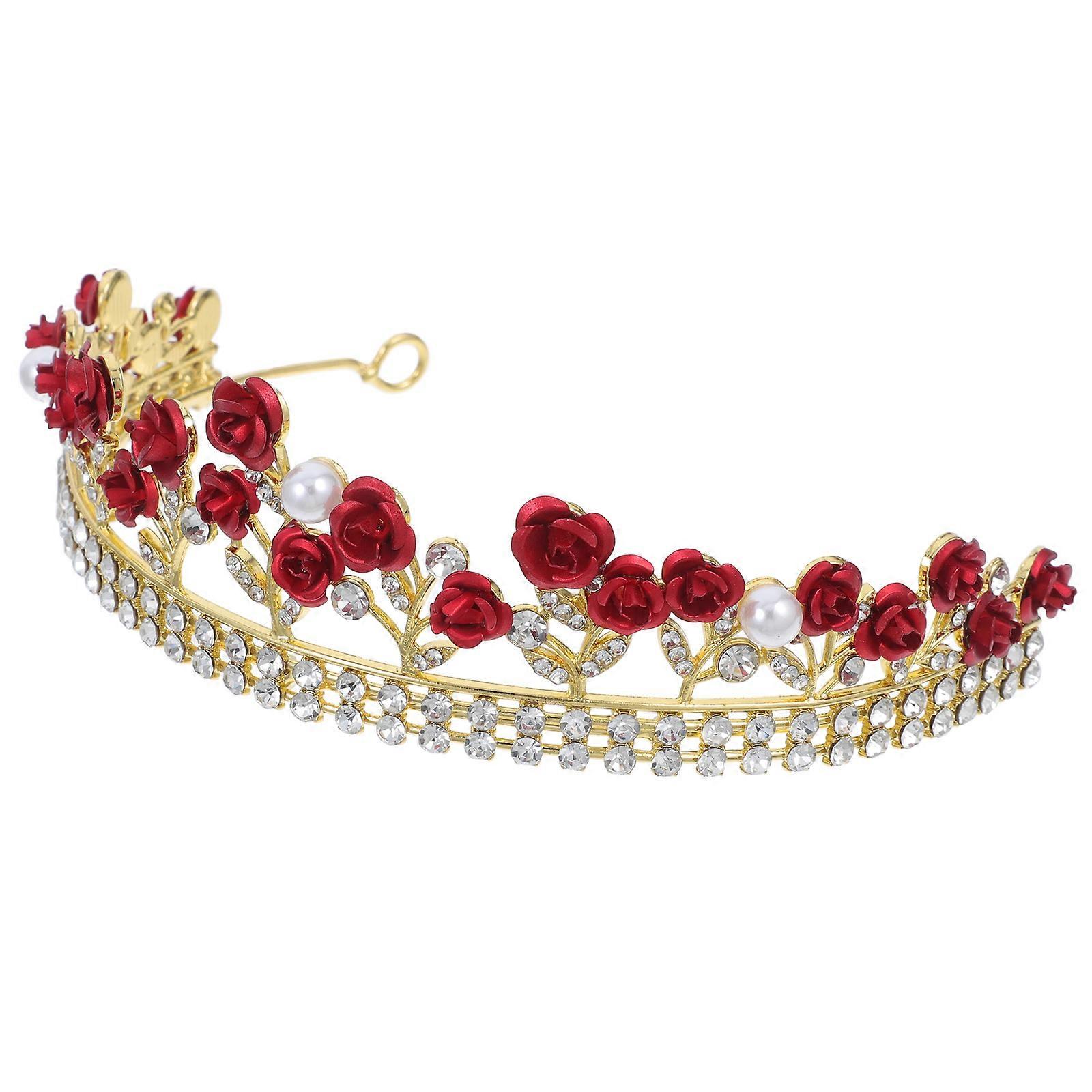 Wedding Accessories Crystal Headband for Decoration 2Pcs Red Rose Designed