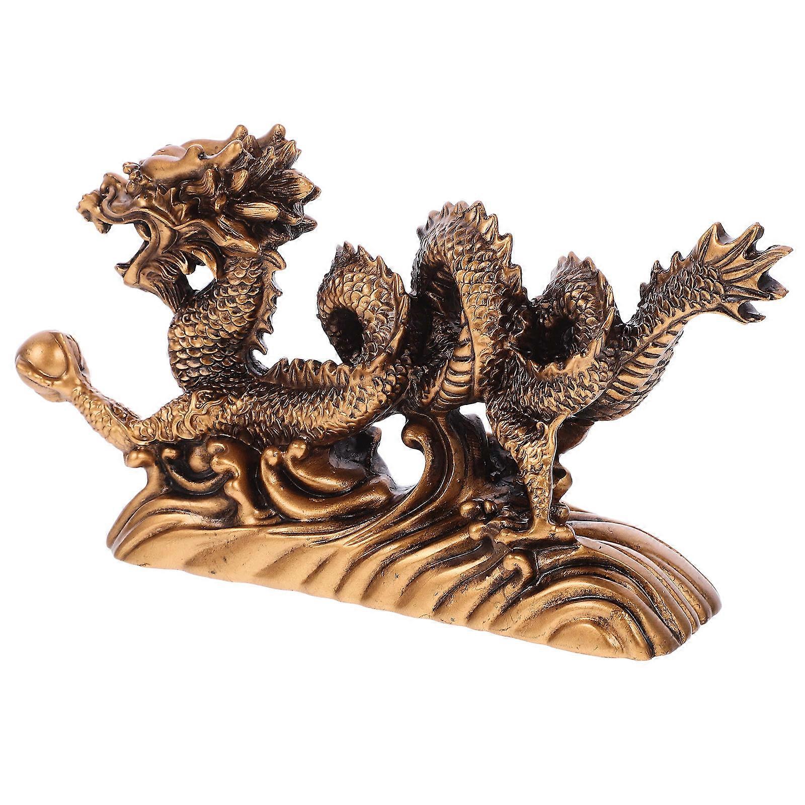 Dragon Shape Resin Craft Decoration Perfect For Desktop And Tea Table Display In Coffee Color With Feng Shui Function 2Pcs