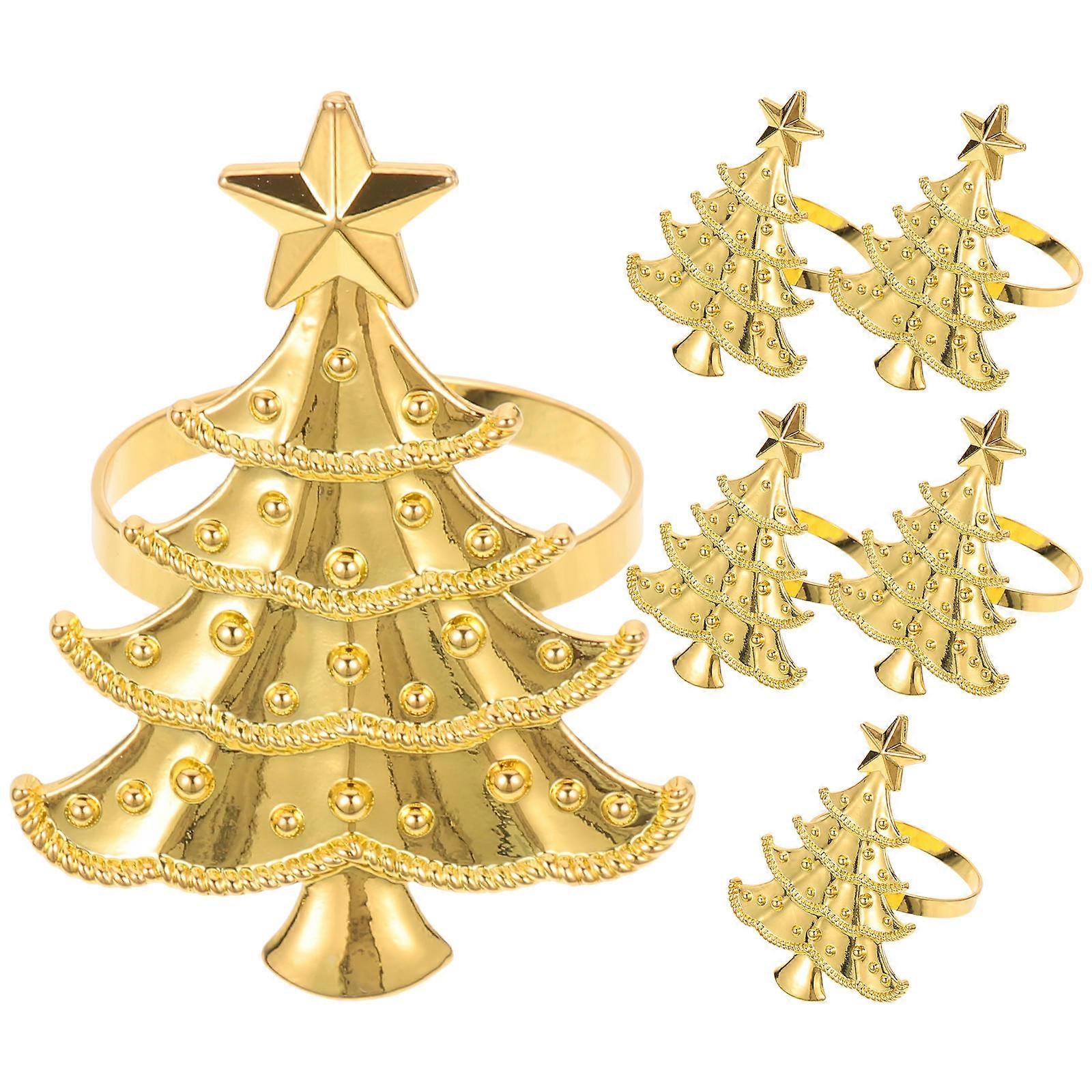 Elegant Christmas Tree Napkin Buckles for Decor with 18Pcs Golden Rings