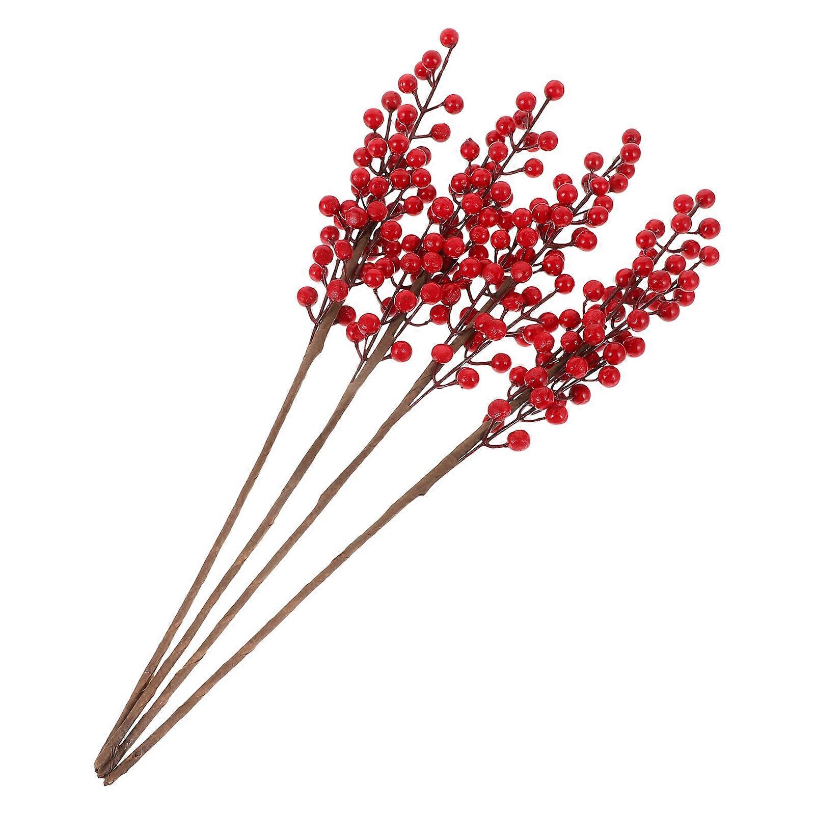 Red Christmas Simulation Berry Branch for DIY Decoration 20Pcs Set