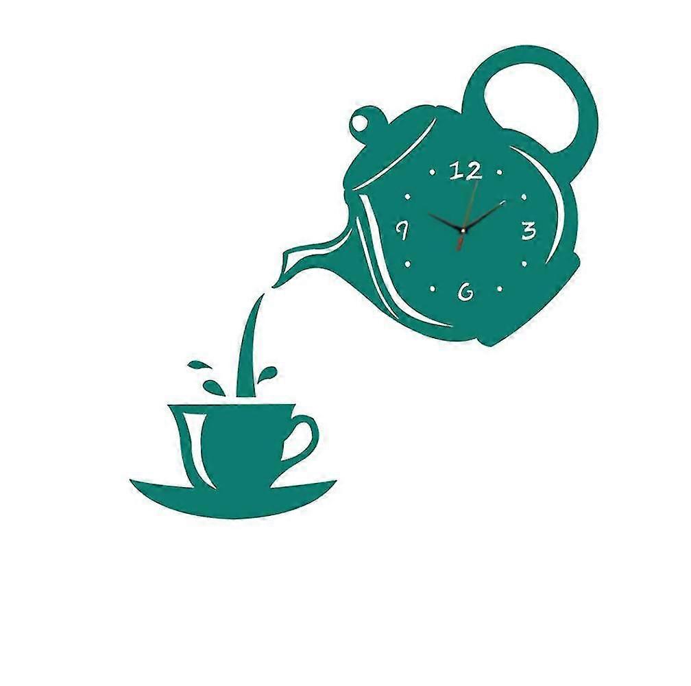 Wall Clocks Creative Diy Acrylic Coffee Cup Teapot 3d Wall Clock Decorative